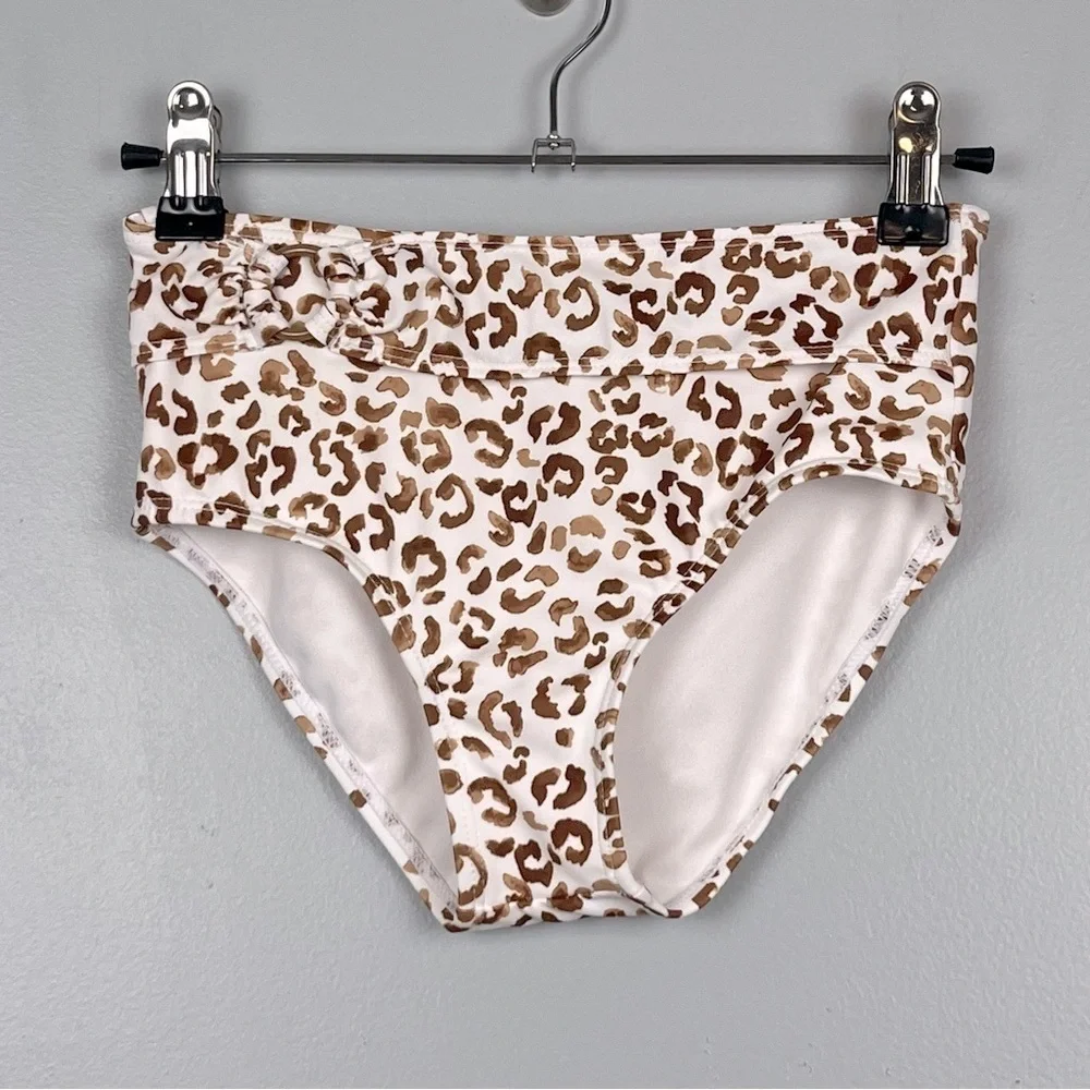 Janie and Jack Recycled Leopard Ruffle 2-Piece Swimsuit in Argan Oil Leopard, 8.